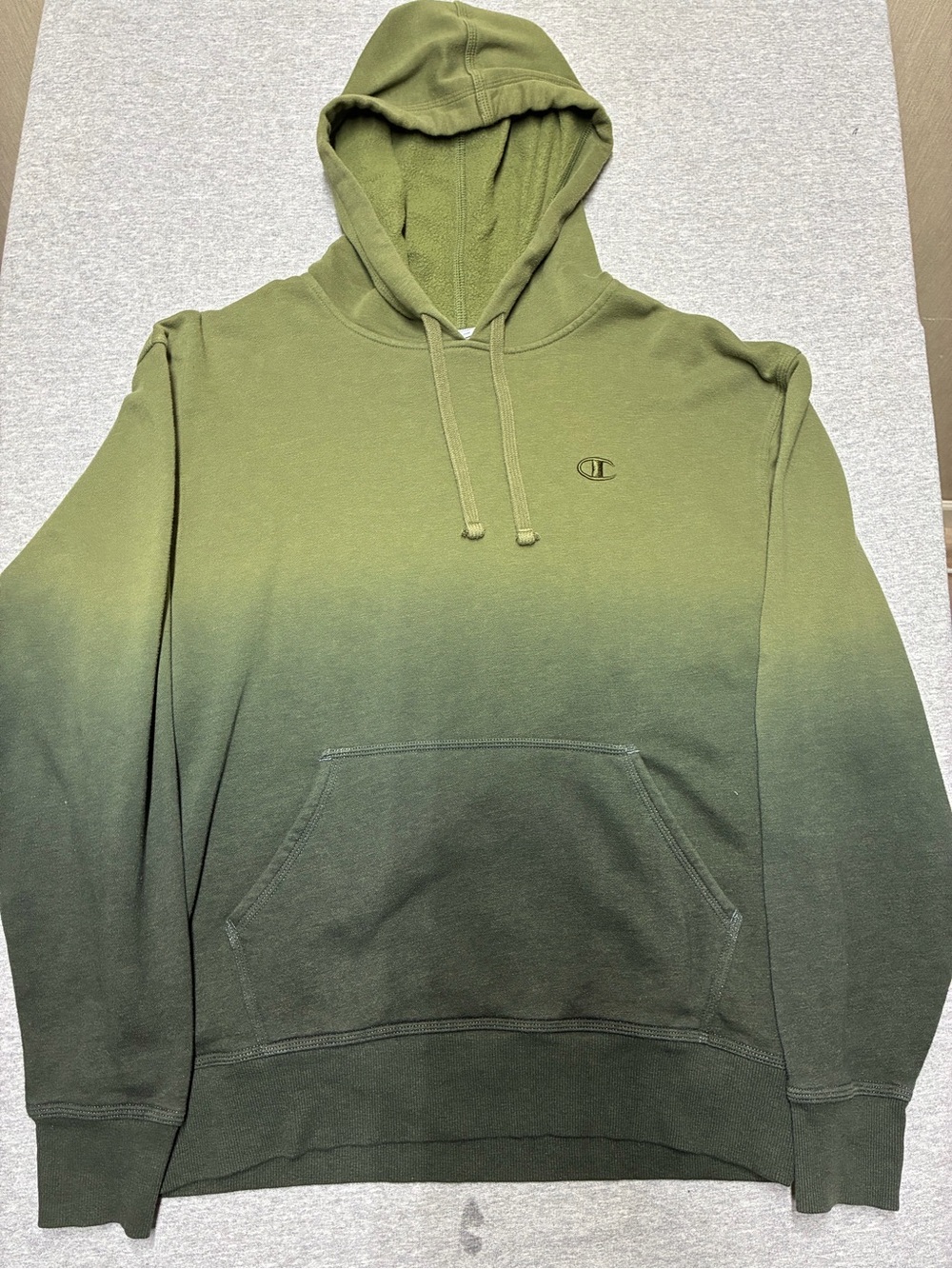 Champion Olive Green Dip-Dye Pullover Hoodie